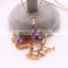 Wholesale flower design jewelry pendant, rose gold plated pendant jewelry, fashion quartz crystal pendant