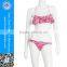 Cherry printed pink flounce top hot korean teen girl bikini with cross back