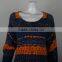 Womens' scoop neck long sleeve pullover knitted sweater with all-over print