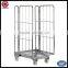 High mobility save manpower foldable simple operation steel storage roll containers/cart/trolly