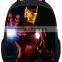 Polyester super hero school backpack for kids Iron man printed trendy school backpack