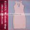 2015 HOT flesh-colored halter crossover high quality bandage dress