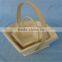 Natural unfinished wooden kitchen vegetable storage baskets with handle