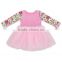 2017 children summer clothes pink tulle floral party dresses kids