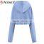 oem service custom 100% cotton fleece women short hoodies