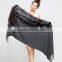 CX-B-P-53B Tassels Decoration Women's Fashion Fox Fur Trim Pashmina Shawl