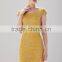 Grid pattern design shinny gold metallic effect ladies formal slim lace fashion dress SR-D9791