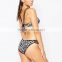 Polyester Bikini backless two piece hollow printed geometric Sold By Set