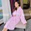 Kimono Collar Velvet White Egyptian Terry Cotton Bathrobe