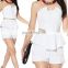 New White Wrap Tops and Shorts Elegant Office Fancy Ladies Suits