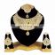 Crystal Bollywood Gold Plated Indian Handmade Ethnic Kundan Zerconic Necklace set in White Color