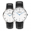 stainless steel fashion man watches Ultra-thin quartz woman watch Genuine leather lady watch
