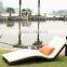 Leisure outdoor recliner chair bed china rattan recliner chair with white cushion