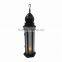 Pillar candle holder metal black lantern