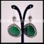 LFD-054E Wholesale Pave Rhinestone Crystal Green Agate Earring, Dangle Earrings Jewelry Finding
