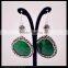 LFD-054E Wholesale Pave Rhinestone Crystal Green Agate Earring, Dangle Earrings Jewelry Finding