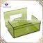 Hot-sale Light Green Acrylic Square Tissue Napkin Box Acrylic Tissue Box