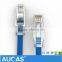 Taiwan Manufacture RJ45 Flat UTP Cat6 24AWG Strain Copper Network Patch Cord With CE/RoHS Printed On Cable