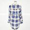 Plus size check shirts in blue for women USA brand