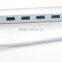 Aluminum 7-Port USB 3.0 SuperSpeed Hub with 5V/4A Power Adapter with LED Indicators