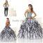 Classic Designer Ball gown Sweetheart Black and White Sexy Leopard Western Quinceanera Dresses with detachable skirt CYQ-004