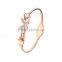 New Fashion Jewelry Stainless Steel Rose Gold Crystal Butterfly Clover Bangle Bracelets