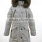 women toggle waist duck down feather quilted puffer coat with fur hood