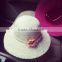 2016 wholesale ladies latest flower Sun hat made in China handmade cheaper original raffia straw hat