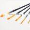 6Pcs High Elastic Nylon Flat Hair Long Pole Gold Plated Brass Copper Tube With Wood Handle Oil Paintbrush Hook Line Pen Art Se