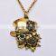 Hiphop imitation jewelry halloween necklace punk skull pendant with flower statment necklace sweater chain Yiwu factory