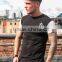 95% Cotton 5% Elastane Mens Gym Fitted T-Shirt Longline Curved Hem T Shirt Tapered Contrast Short Sleeve Long Drop T Shirt OEM