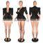 Women Elegant Office Tunic Shirt Sexy Deep V-Neck Belted Fashion Ruffles Tops Blouses