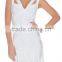 2015 High Quality HL Women's Sleeveless Rayon Studded White Bandage Dress Sey Tassel Celebrity Evening Party Prom Bodycon Dress