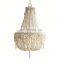 American country retro BOHEMIA Wood Art double layer solid Wood Bead Design Nordic Ceiling Lighting Chandelier For Living Room