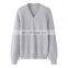 Autumn Winter Women's 100% Cashmere V-Neck Pullover Thickened Knit Jumper with Casual Style Solid Pattern OEM Service Available