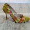 Latest Printed Pointed Heels Ladies Close Shoes Platform Heels Wholesale