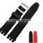 17|19mm waterproof high quality rubber watch strap with stainless steelbuckle