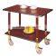 2 layers wooden service dining liquor trolley for hotel air restaurant yiyongjia with four wheel