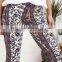 Peach and Navy Blue Floral Custom Print Flare Alibaba Boho Pants