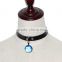 12 Zodiac Charm Pendant Glass Gem Cabochon Necklace Black Leather Collar Choke