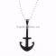 Customized black stainless steel anchor pendant with custom chain