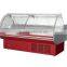 Deli case/supermarket refrigerator showcase/curved glass serve over cooler