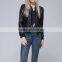 Hot selling knit collar leather jacket for women new style cheap&active pu jacket style for ladies