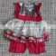 Lovely Kids Summer Boutique Clothing Suit White Tops Red Ruffle Shorts Baby Girl Outfits