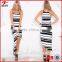 Classic stripe party wear evening dress formal style latest formal dress patterns with asymmetrical hemline