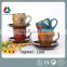 7oz soild color ceramic coffee mug and saucer set