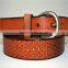 High quality cowhide fashion leather with hole pertern genuine leather belt