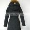 women winter diamond puffer quilted long down feather jacket with fur hood