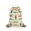 2016 fish pattern canvas cotton drawstring bag,girl drawstring bag backpack for school