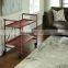 Red Metal Collapsible Serving Cart 2 Tier Shelves Mobile Utility Kitchen Island